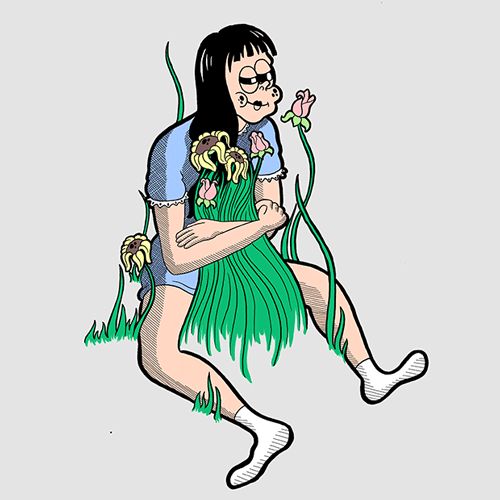 Girl with death flowers