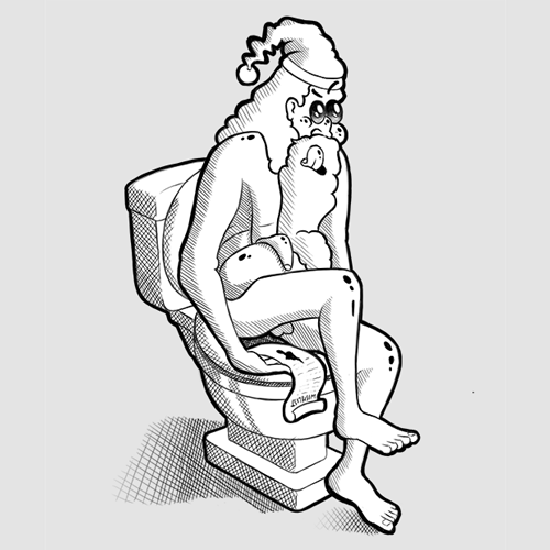 Santa Claus on a toilet